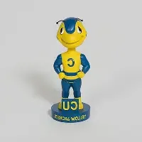 Yellow jacket bobblehead with words 